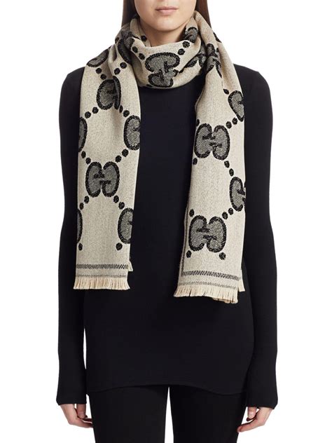 gucci wool gg jacquard scarf|Gucci gg wool jacquard scarf.